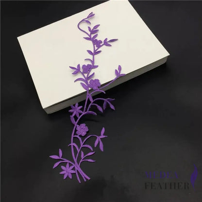 Iron on Leaf Vines Embroidery Applique EA07 Purple