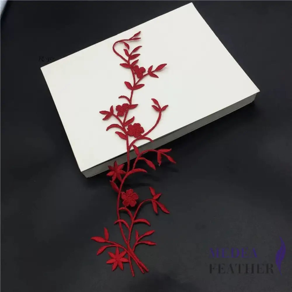 Iron on Leaf Vines Embroidery Applique EA07 Red
