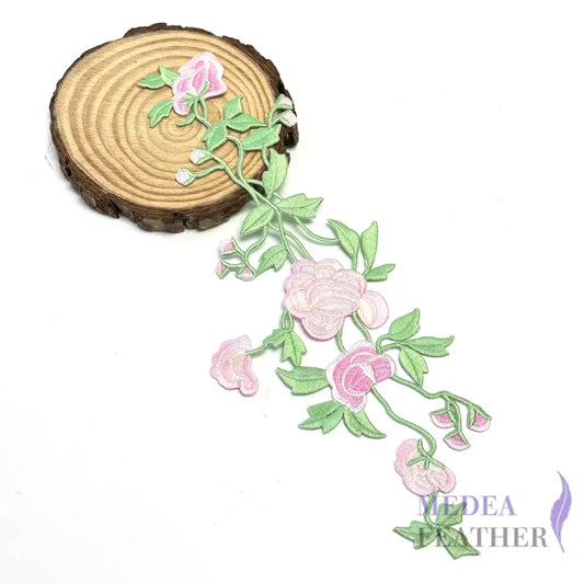 Iron on Pink Flower Leaf Vines Embroidery Applique EA02