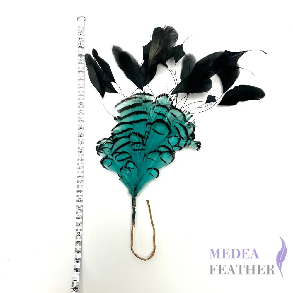 Lady Amherst Pheasant Feather and Coque Feather Flower Mount Custom - Please add text below