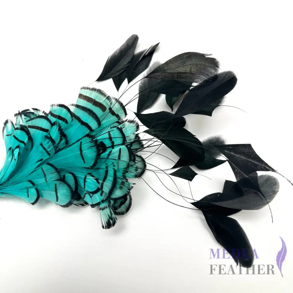 Lady Amherst Pheasant Feather and Coque Feather Flower Mount Custom - Please add text below