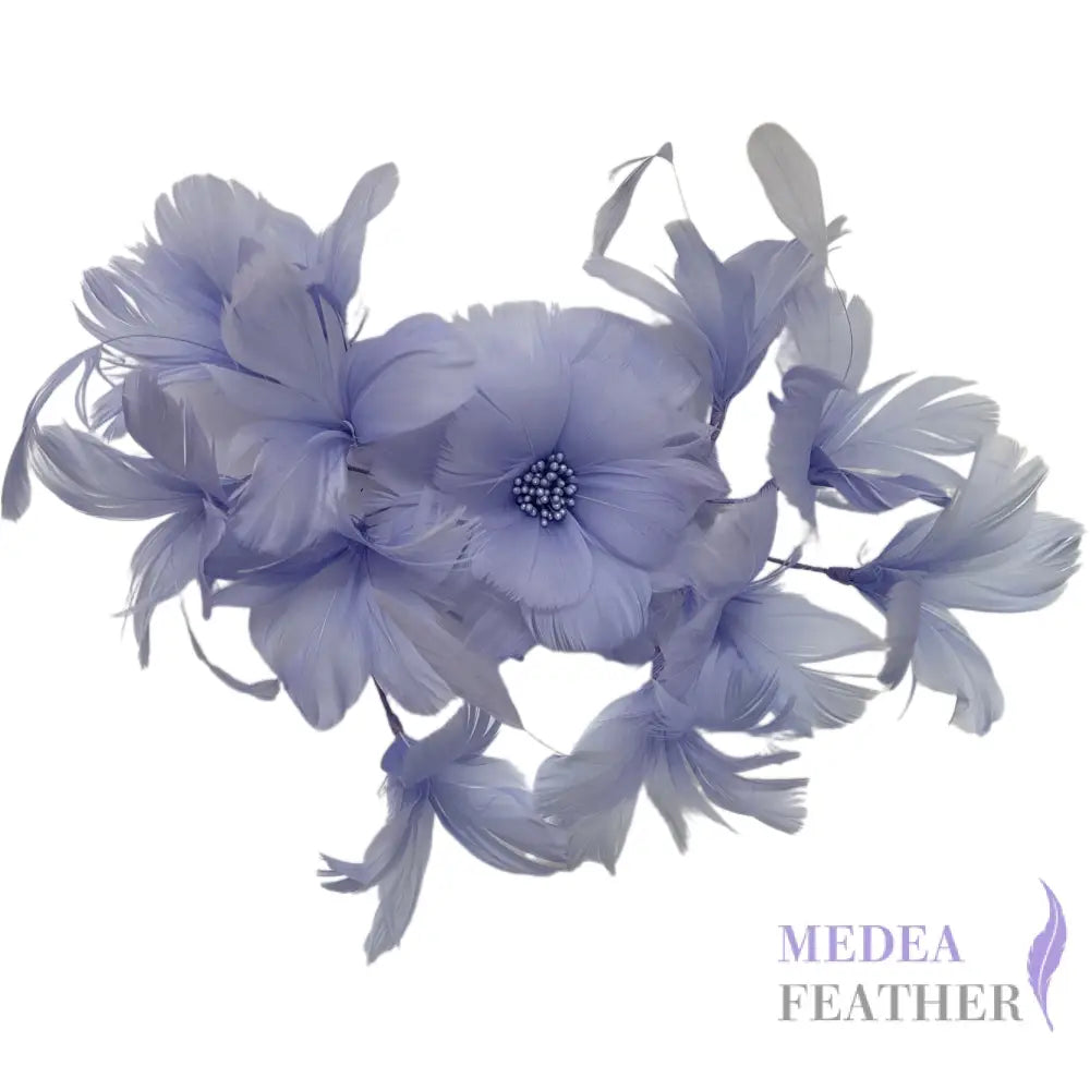 Large Surrounded Feather Flower Set for Millinery & Hat Decoration - DS250606 - #81 baby purple