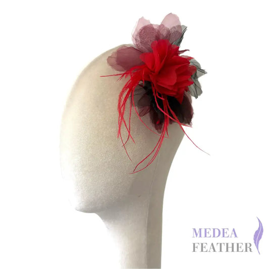 Large Transparent Tulle Flower Applique with Feather Lace Tassel