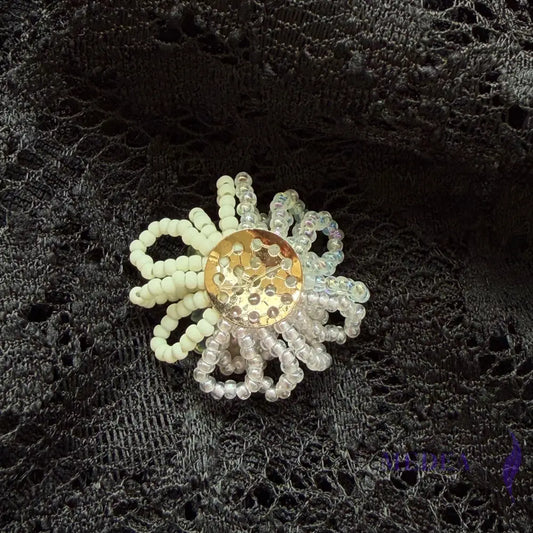 Light Pink Pearl & Crystal Beaded Flower Applique-Pack of 2