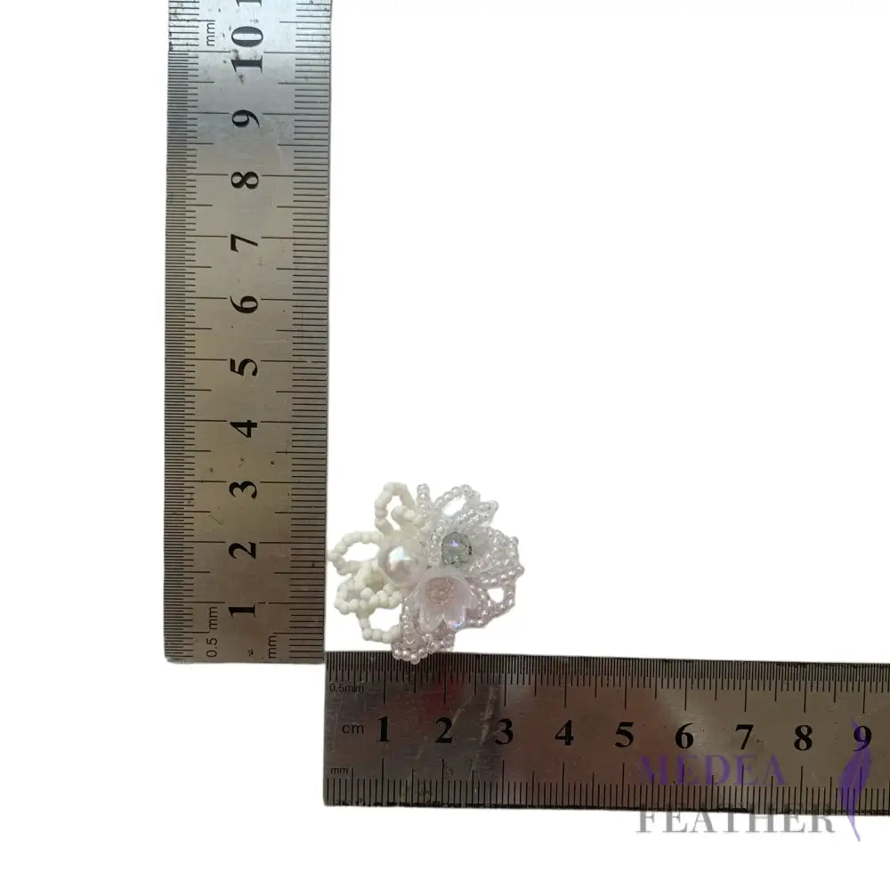 Light Pink Pearl & Crystal Beaded Flower Applique-Pack of 2