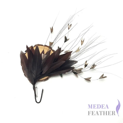 ’Little Starry’/ Petite Handmade Gradient Design Feather Flower Mount #06 Brunette