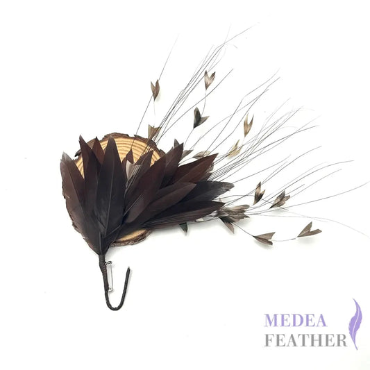 ’Little Starry’/ Petite Handmade Gradient Design Feather Flower Mount #06 Brunette