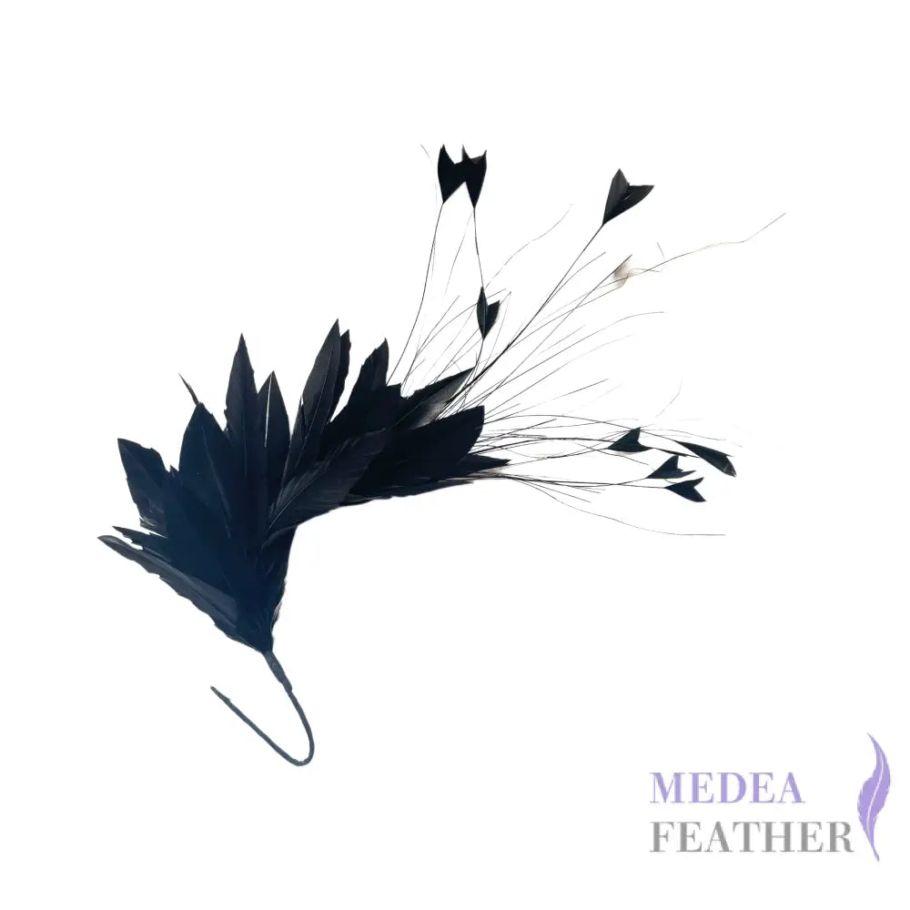 ’Little Starry’/ Petite Handmade Gradient Design Feather Flower Mount Black