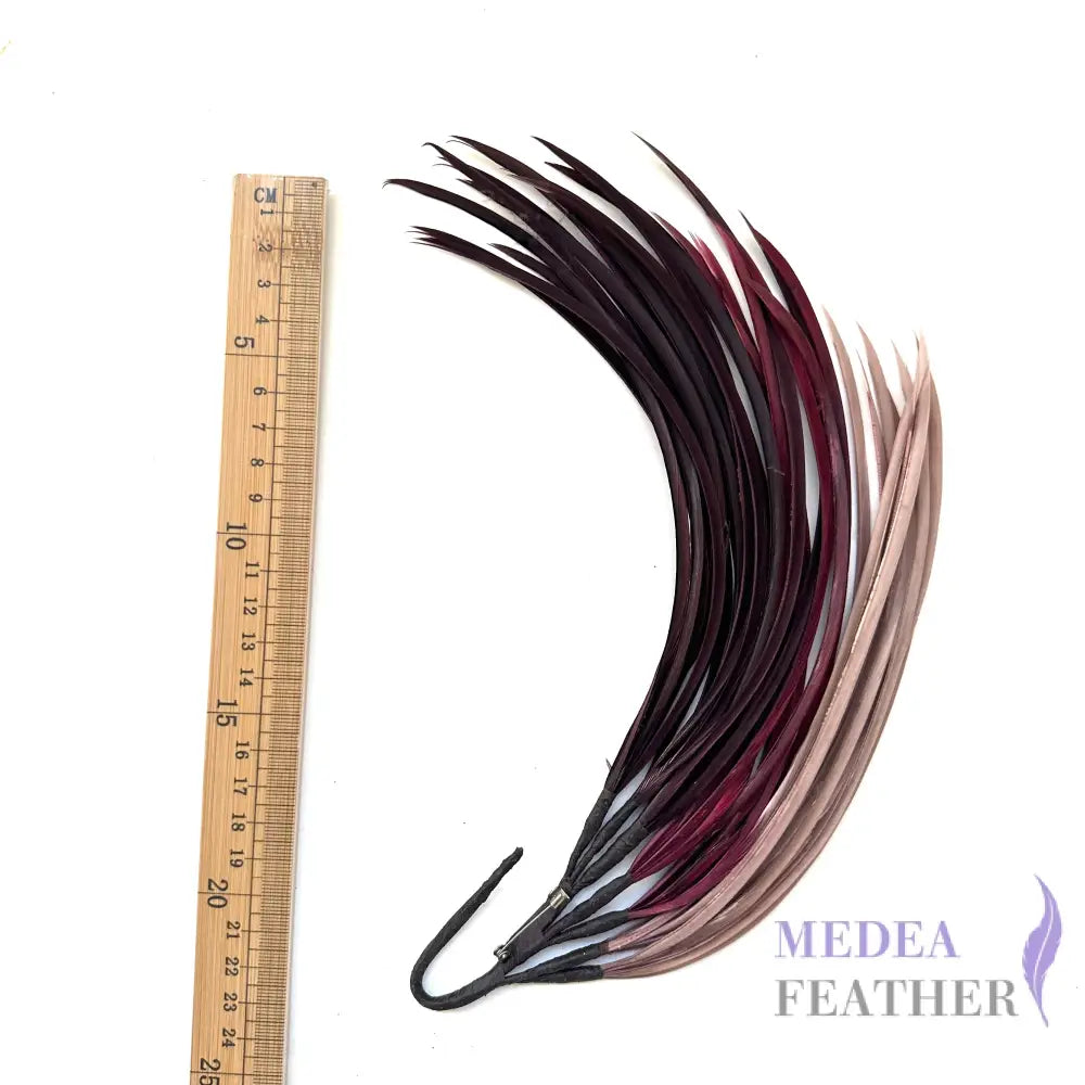 Long Goose Biot Feather Branch Mount Plum