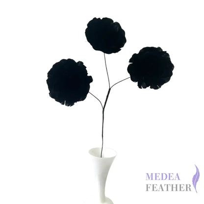 Long-Stemmed Three Small Feather Flower Rose Bud Spray FG26050C - Black