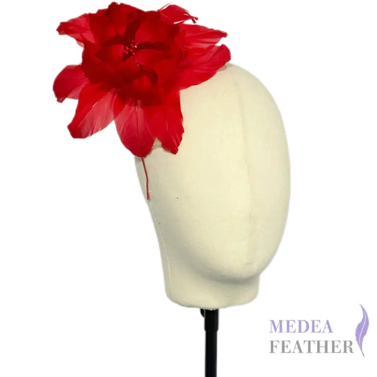 Lovely Red Rose Handmade Feather Flower Millinery Hat Mount FM051 #23 tango red