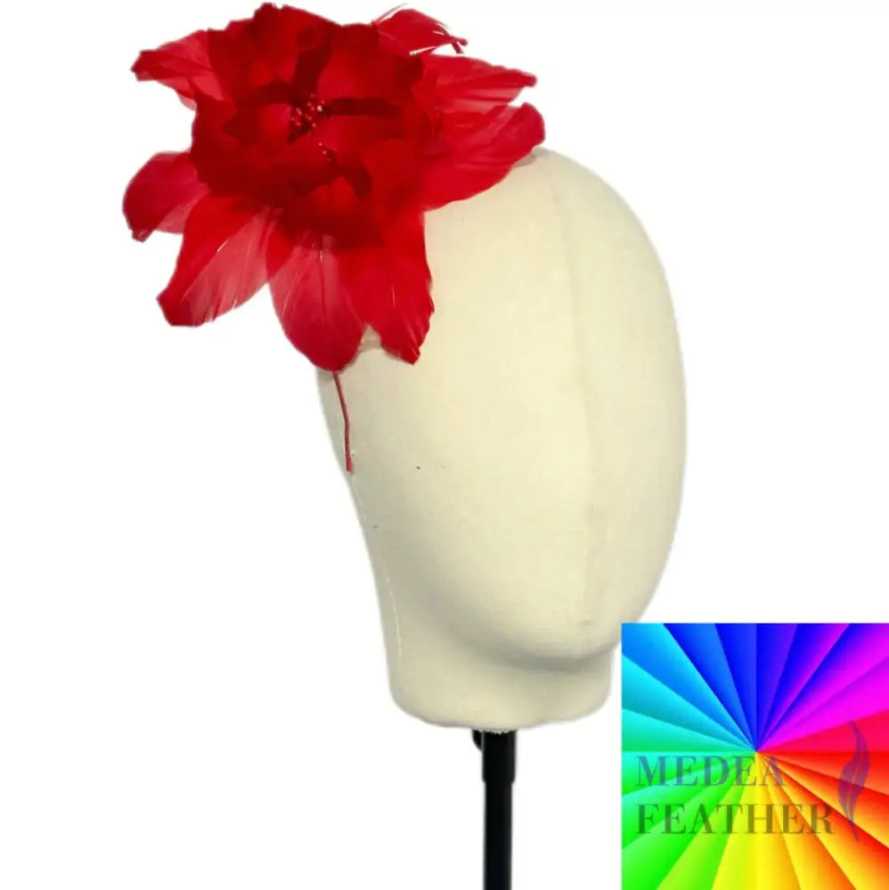 Lovely Red Rose Handmade Feather Flower Millinery Hat Mount FM051 Custom - Please add text below