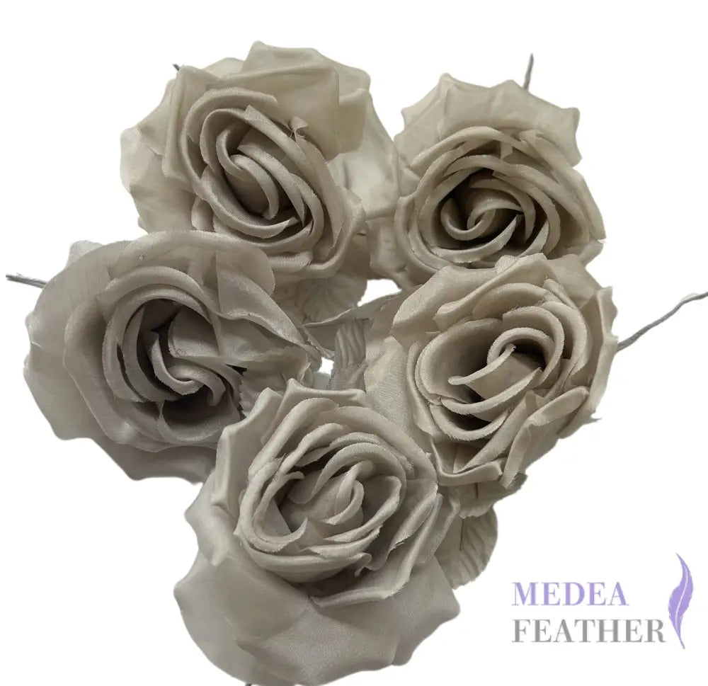 Lucky Dip Multi-colour 10cm wide silk flower-Pack of 3 - Beige Grey Tone