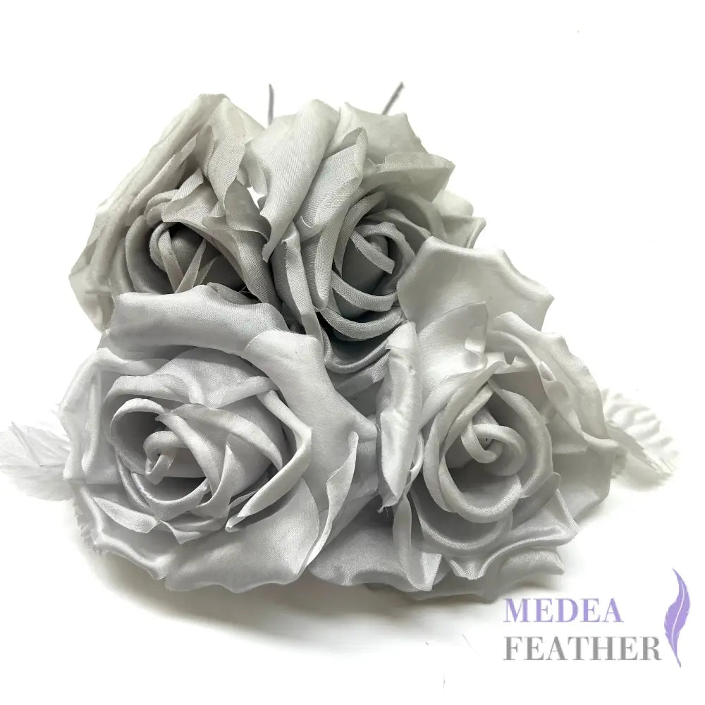 Lucky Dip Multi-colour 10cm wide silk flower-Pack of 3 - Silver Grey Tone