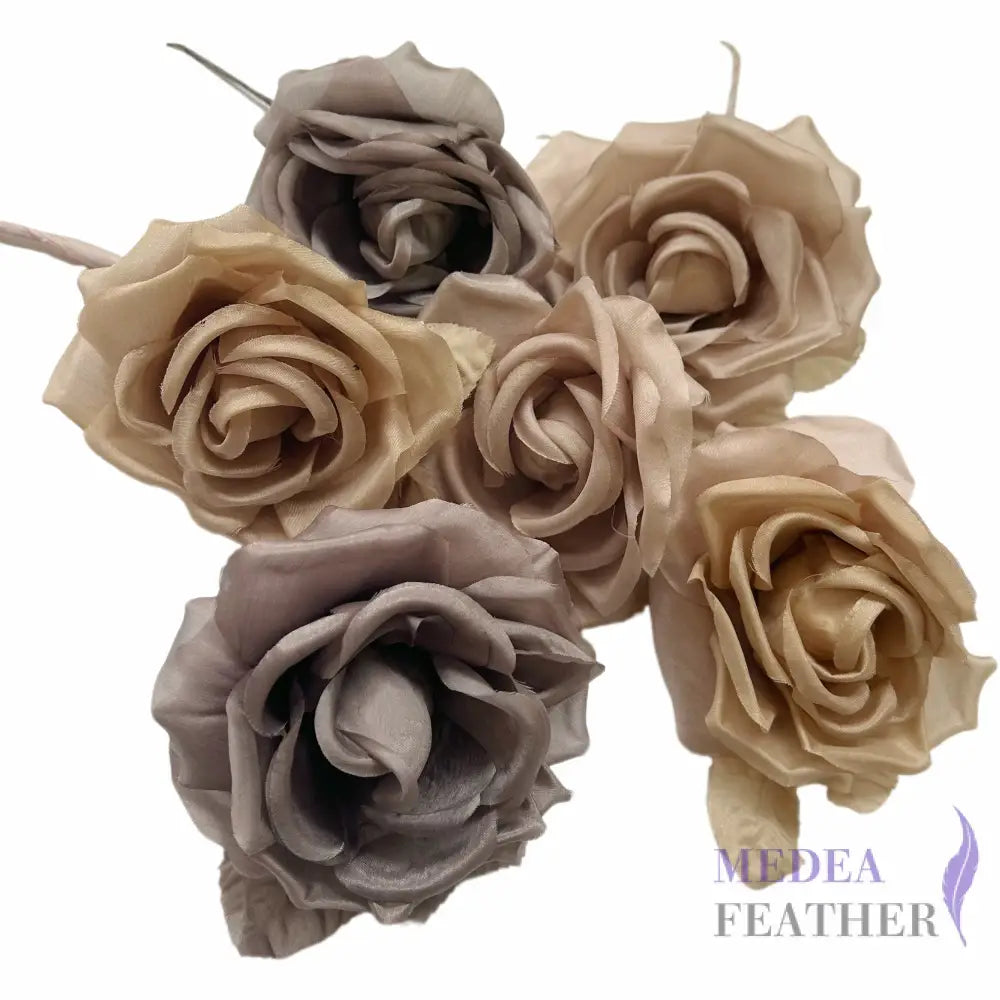 Lucky Dip Multi-colour 10cm wide silk flower-Pack of 3 - Taupe Tone