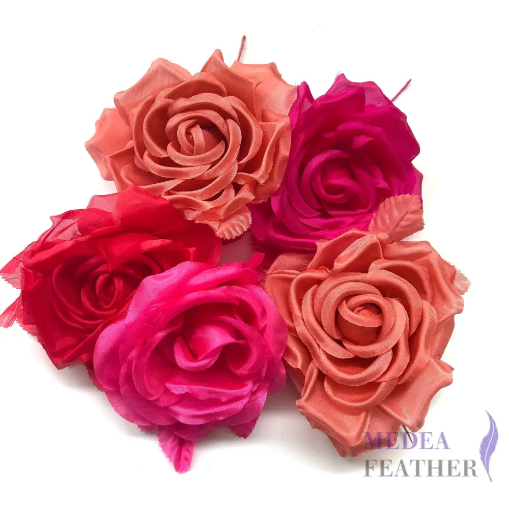 Lucky Dip Multi-colour 12cm wide silk flower-Pack of 3 - Hot Pink & Coral Tone
