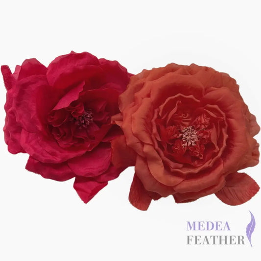 Lucky Dip Multi-colour 20cm Large Silk Flower-Pack of 2 - Red & Orange Tone