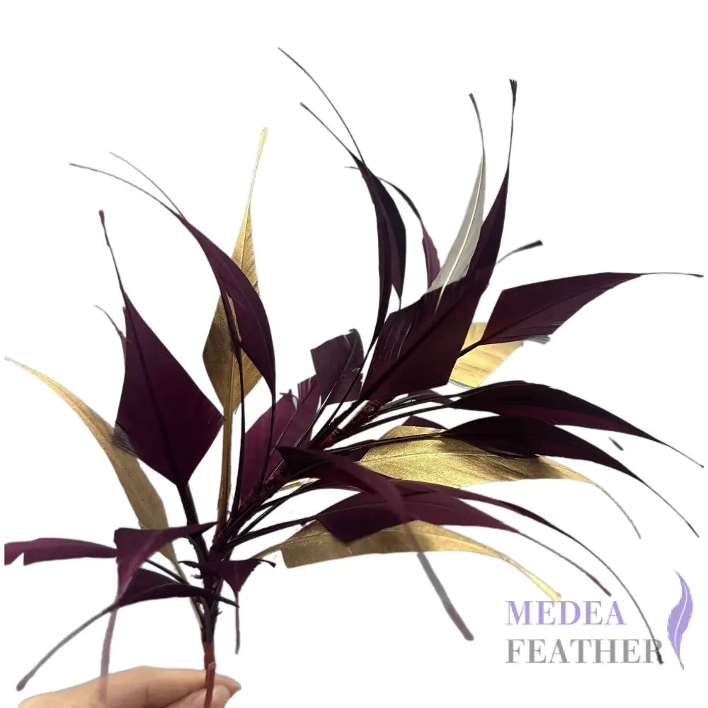 Lurex 3D Wrapping Spiky Arrow Goose Feather Wired Hat Mount - DS260923 - Gold / Custom-please add text below