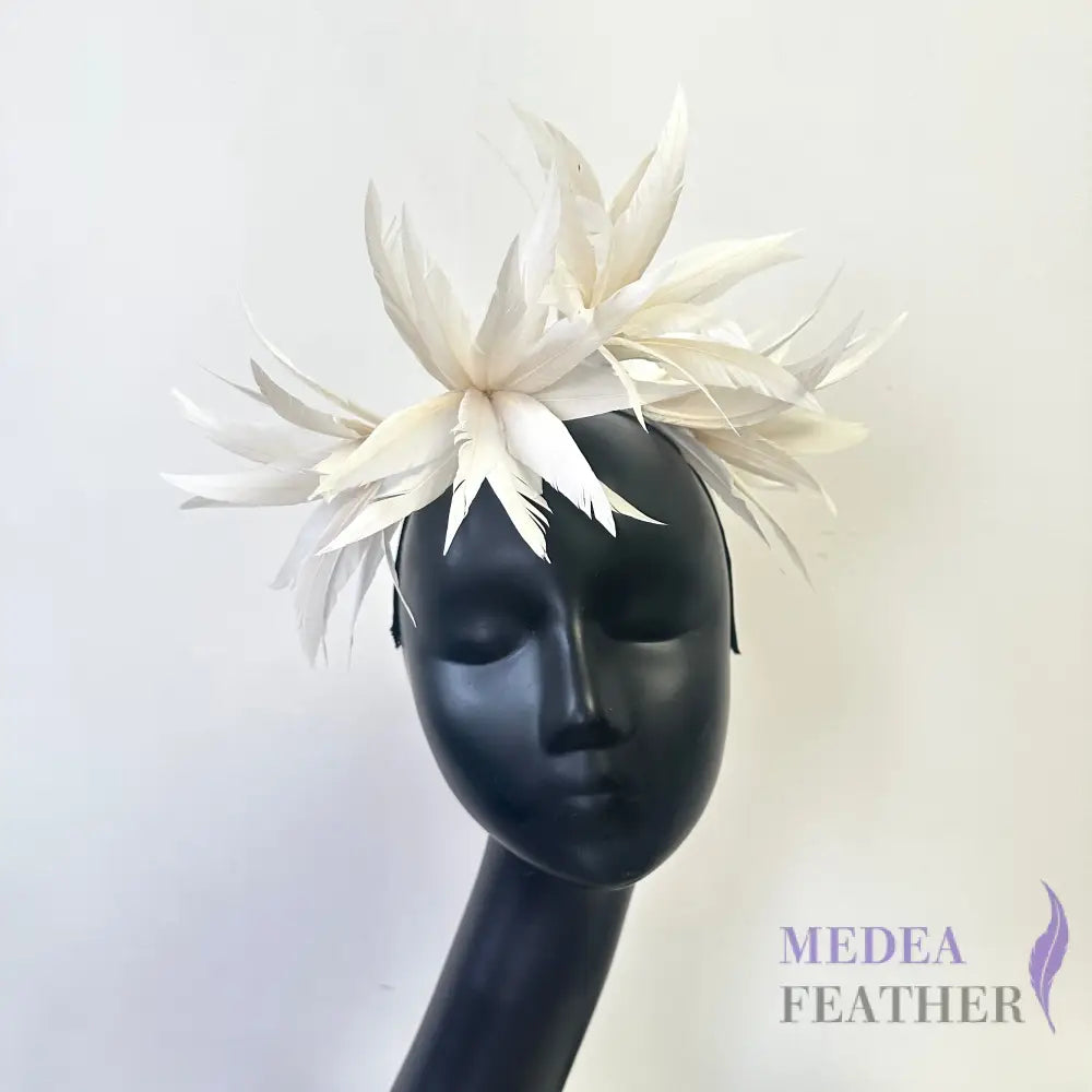 ’Mulan’/ Goose Feather Flower Millinery Hat Mount DS25050H #01 ivory