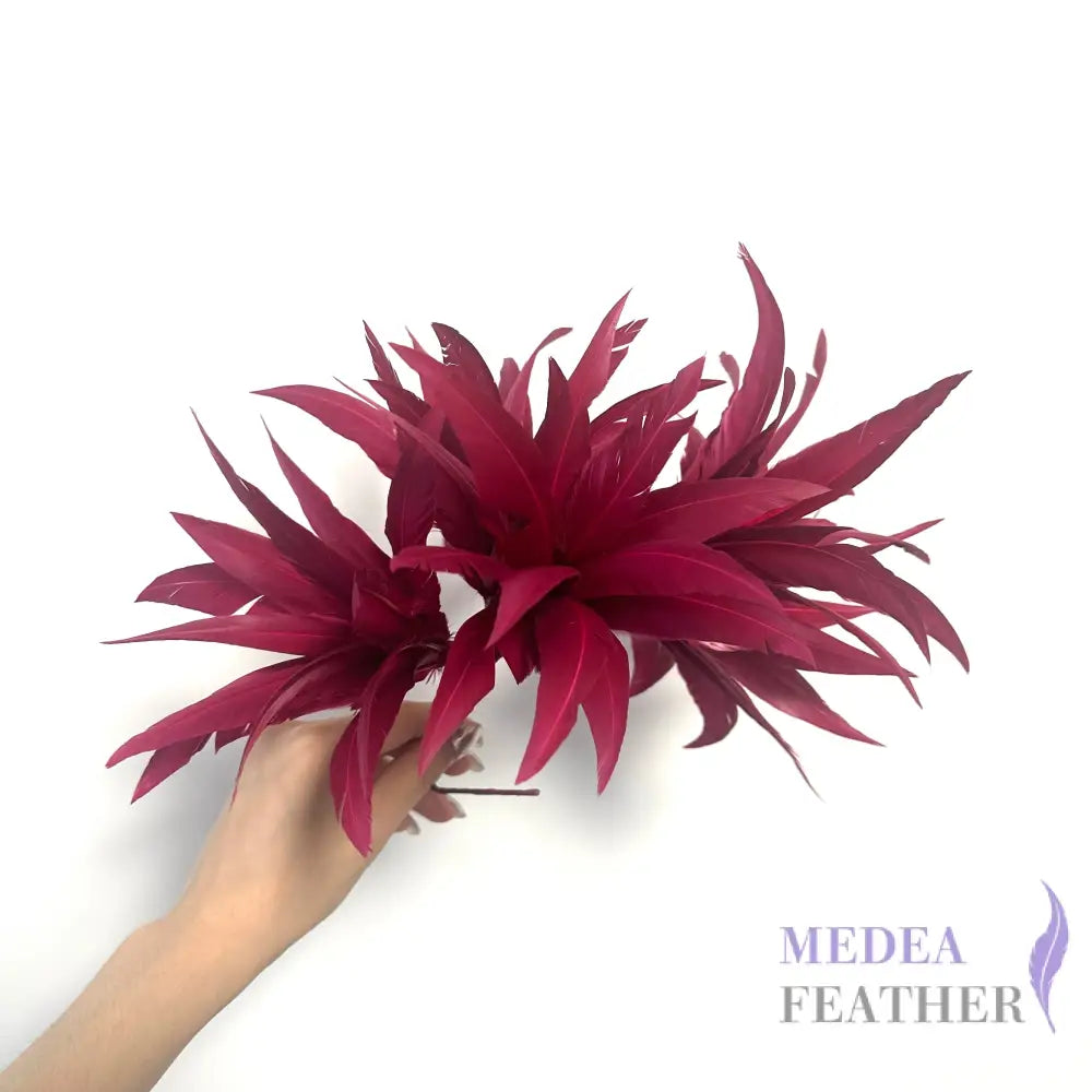 ’Mulan’/ Goose Feather Flower Millinery Hat Mount DS25050H - #104 red plum