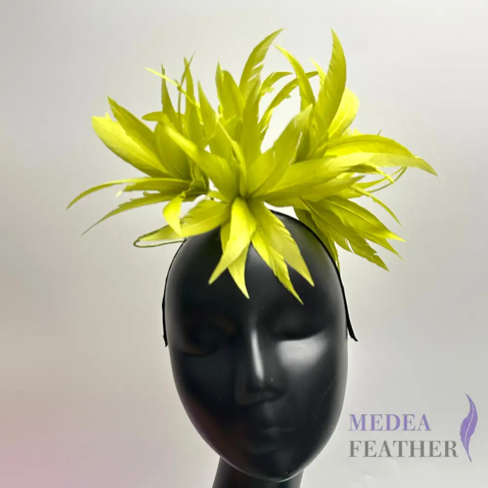 ’Mulan’/ Goose Feather Flower Millinery Hat Mount FM048 #57 cress green