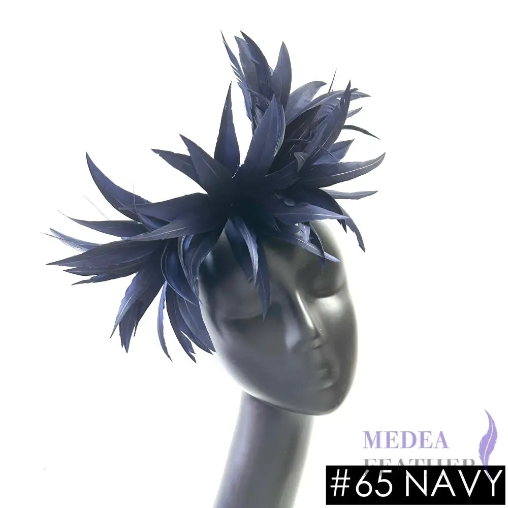 ’Mulan’/ Goose Feather Flower Millinery Hat Mount FM048 #65 Navy