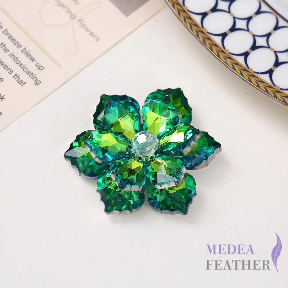 Multi-colour DIY Crystal Rhinestone Flower Dark green