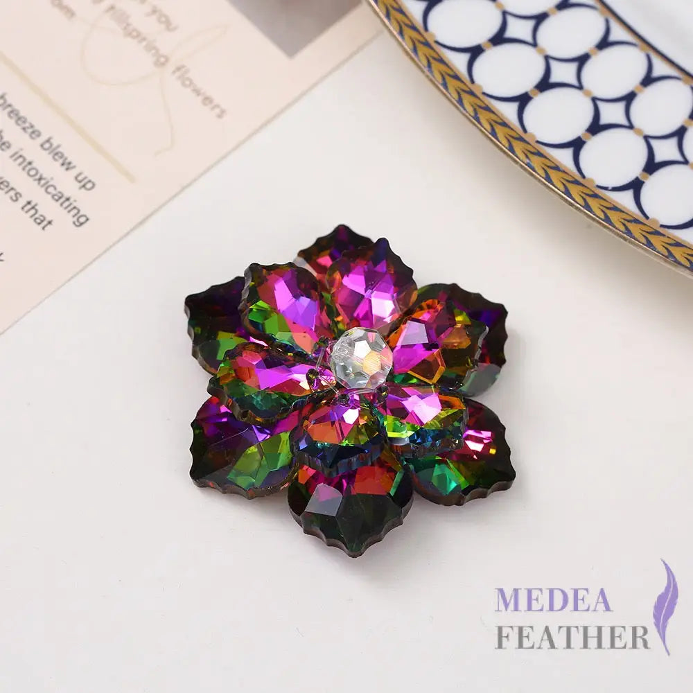 Multi-colour DIY Crystal Rhinestone Flower Green + cerise