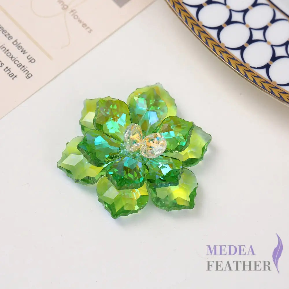 Multi-colour DIY Crystal Rhinestone Flower Light green
