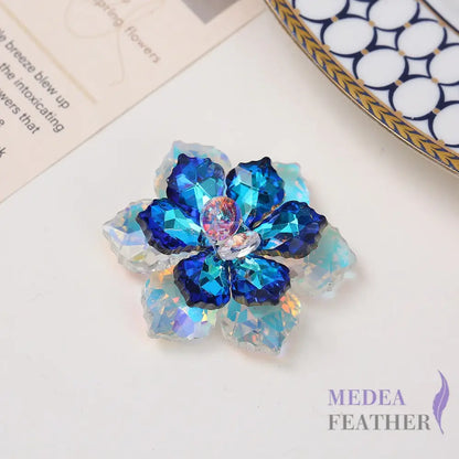 Multi-colour DIY Crystal Rhinestone Flower White + dark blue