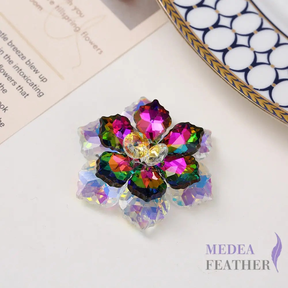 Multi-colour DIY Crystal Rhinestone Flower White + green + cerise
