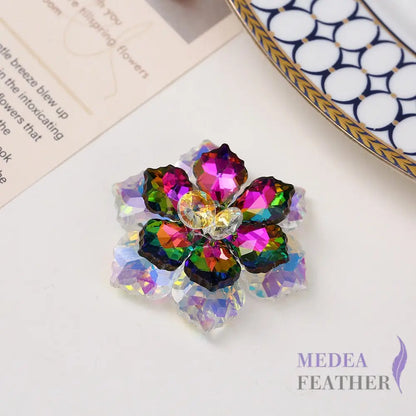 Multi-colour DIY Crystal Rhinestone Flower White + green + cerise