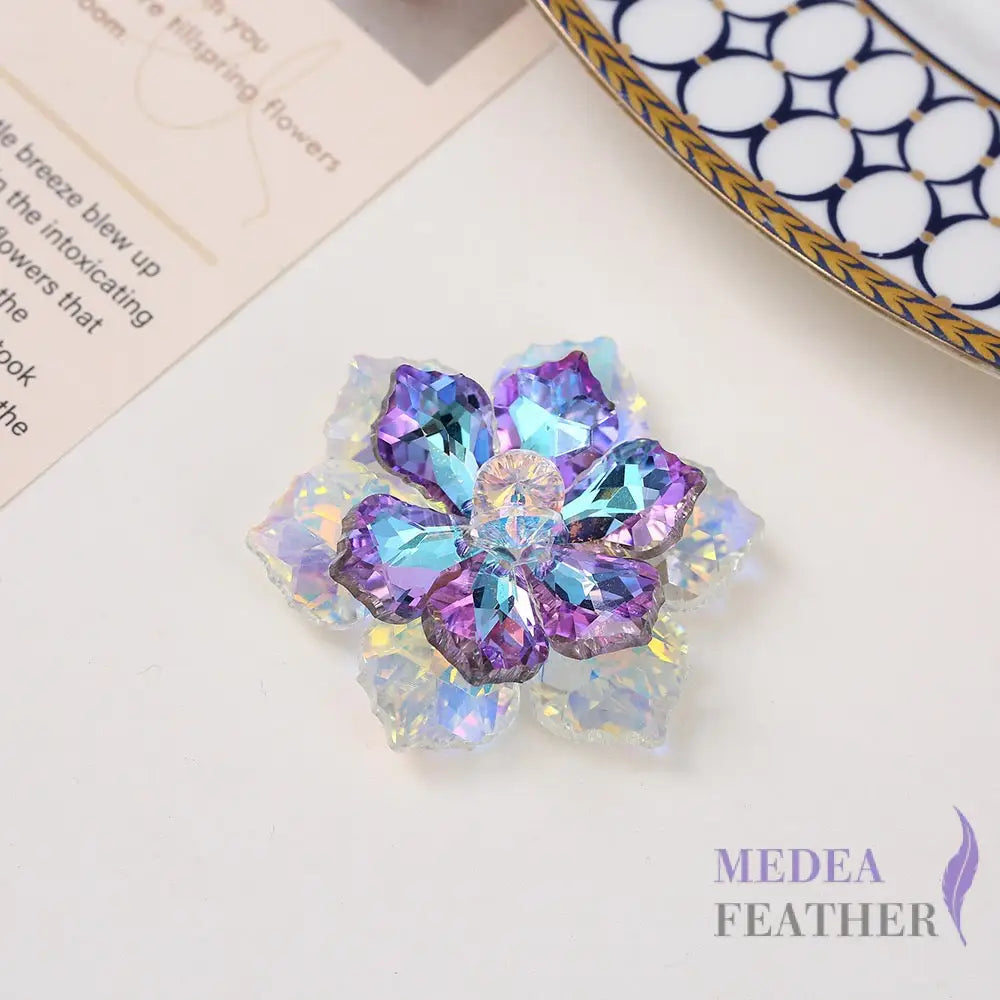Multi-colour DIY Crystal Rhinestone Flower White + lilac