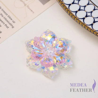 Multi-colour DIY Crystal Rhinestone Flower White + pink
