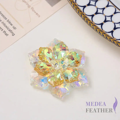 Multi-colour DIY Crystal Rhinestone Flower White + yellow