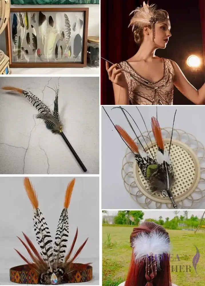 Natural Lady Amherst Pheasant Feathers Red Tip Knife SF023