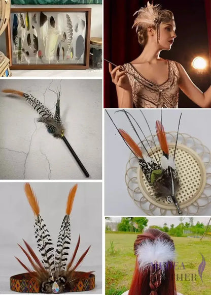 Natural Lady Amherst Pheasant Feathers Red Tip Knife SF023