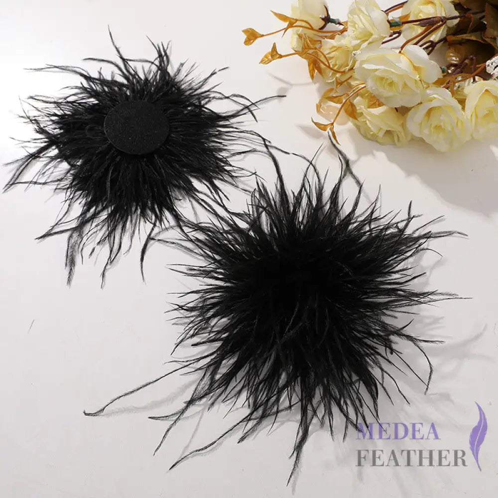 Ostrich Feather Flower - black