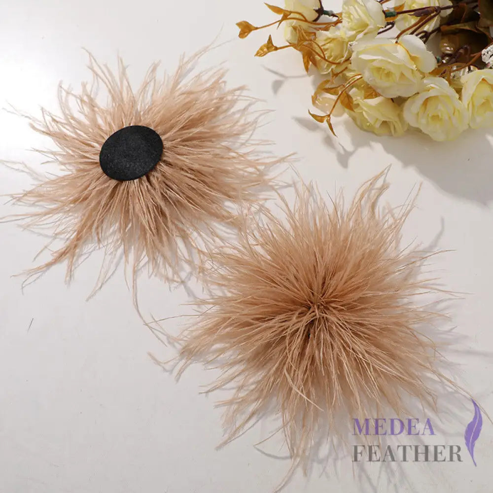 Ostrich Feather Flower - coffee