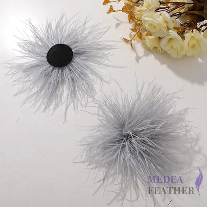 Ostrich Feather Flower - grey