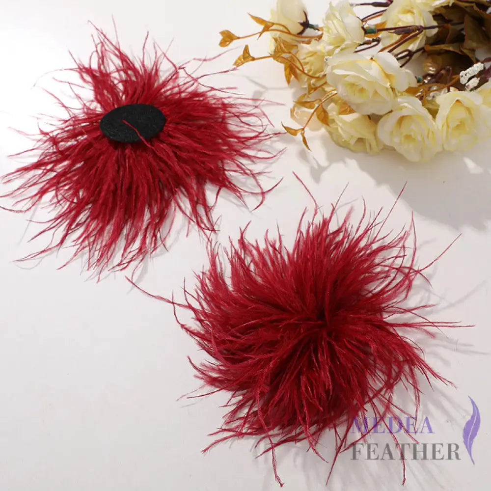 Ostrich Feather Flower - red