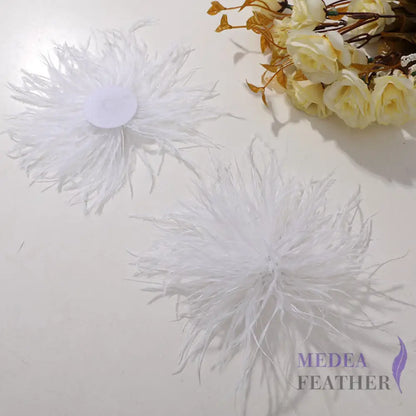 Ostrich Feather Flower - white