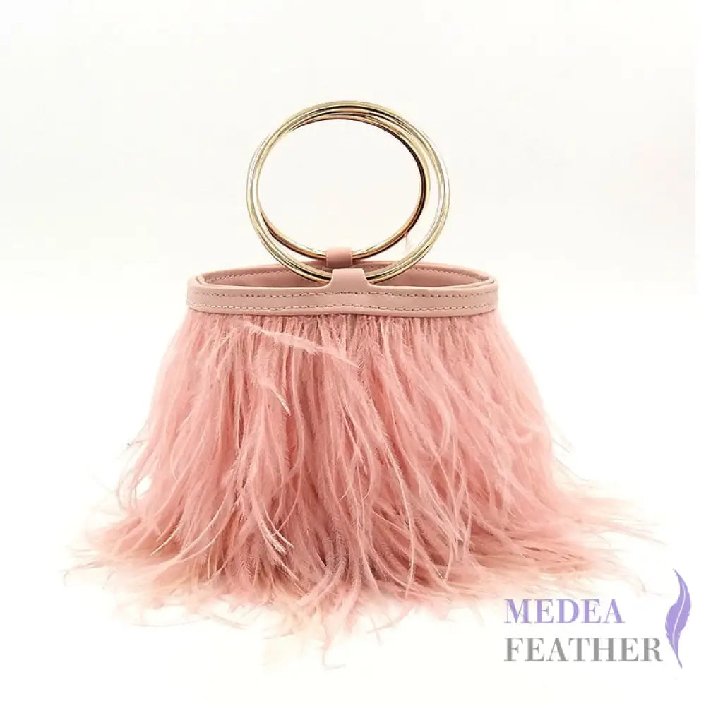 Ostrich Feather Handbag FB01 #44 pale blush