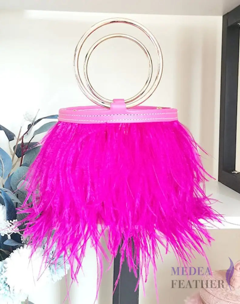Ostrich Feather Handbag FB01 #52 neon pink