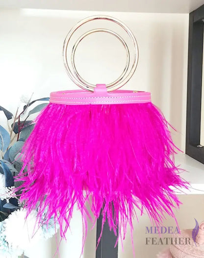 Ostrich Feather Handbag FB01 #52 neon pink