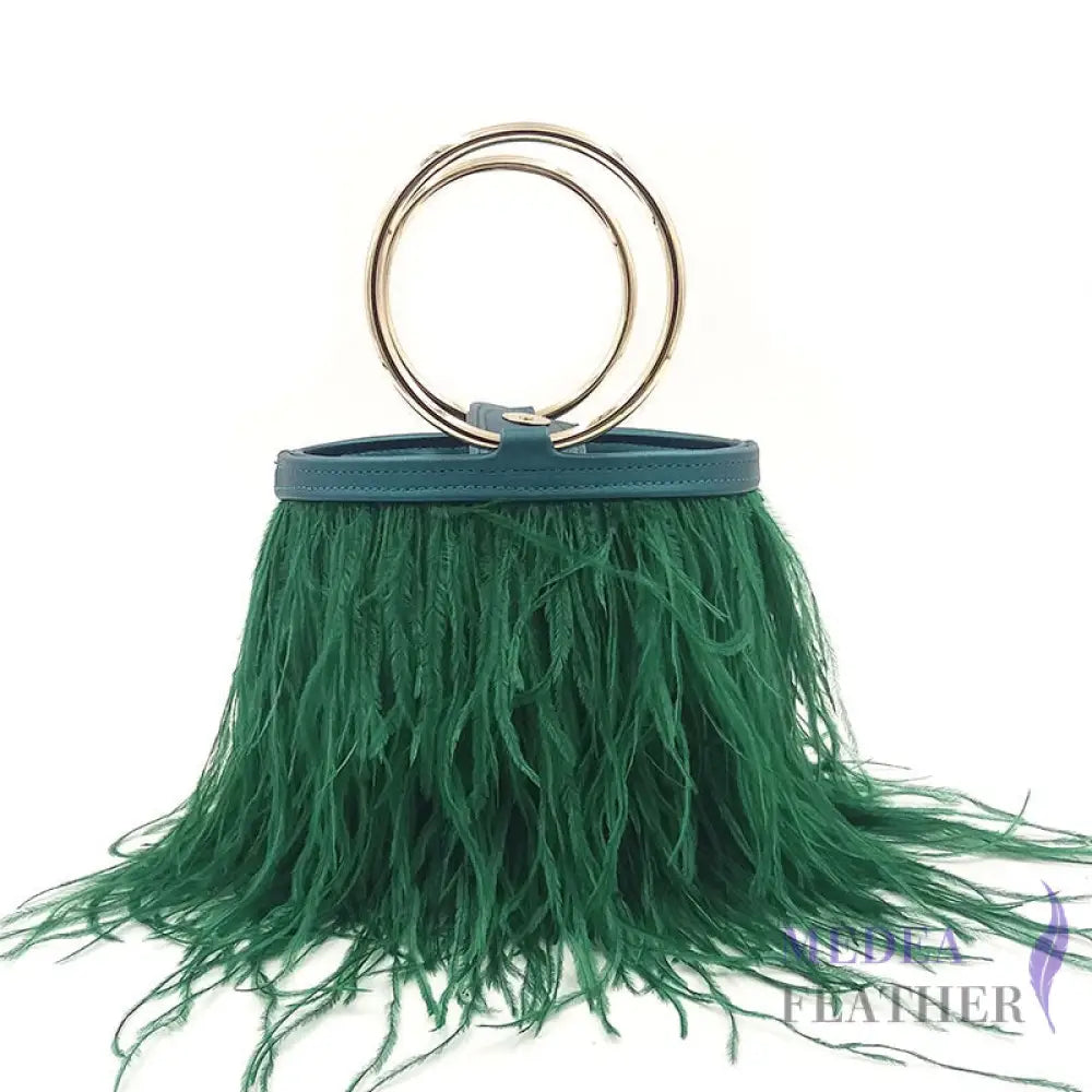 Ostrich Feather Handbag FB01 #96 dark green