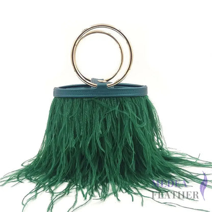 Ostrich Feather Handbag FB01 #96 dark green