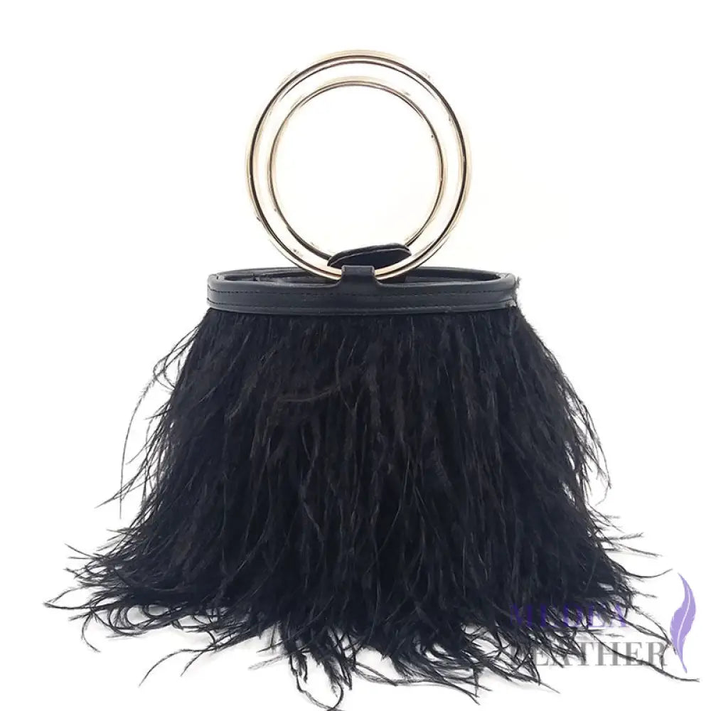 Ostrich Feather Handbag FB01 Black