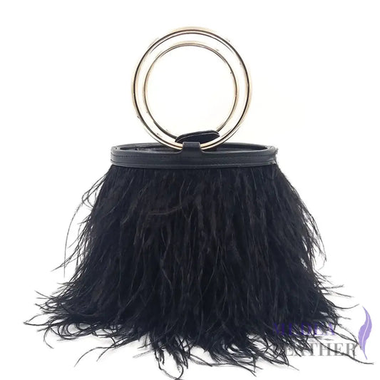 Ostrich Feather Handbag FB01 Black