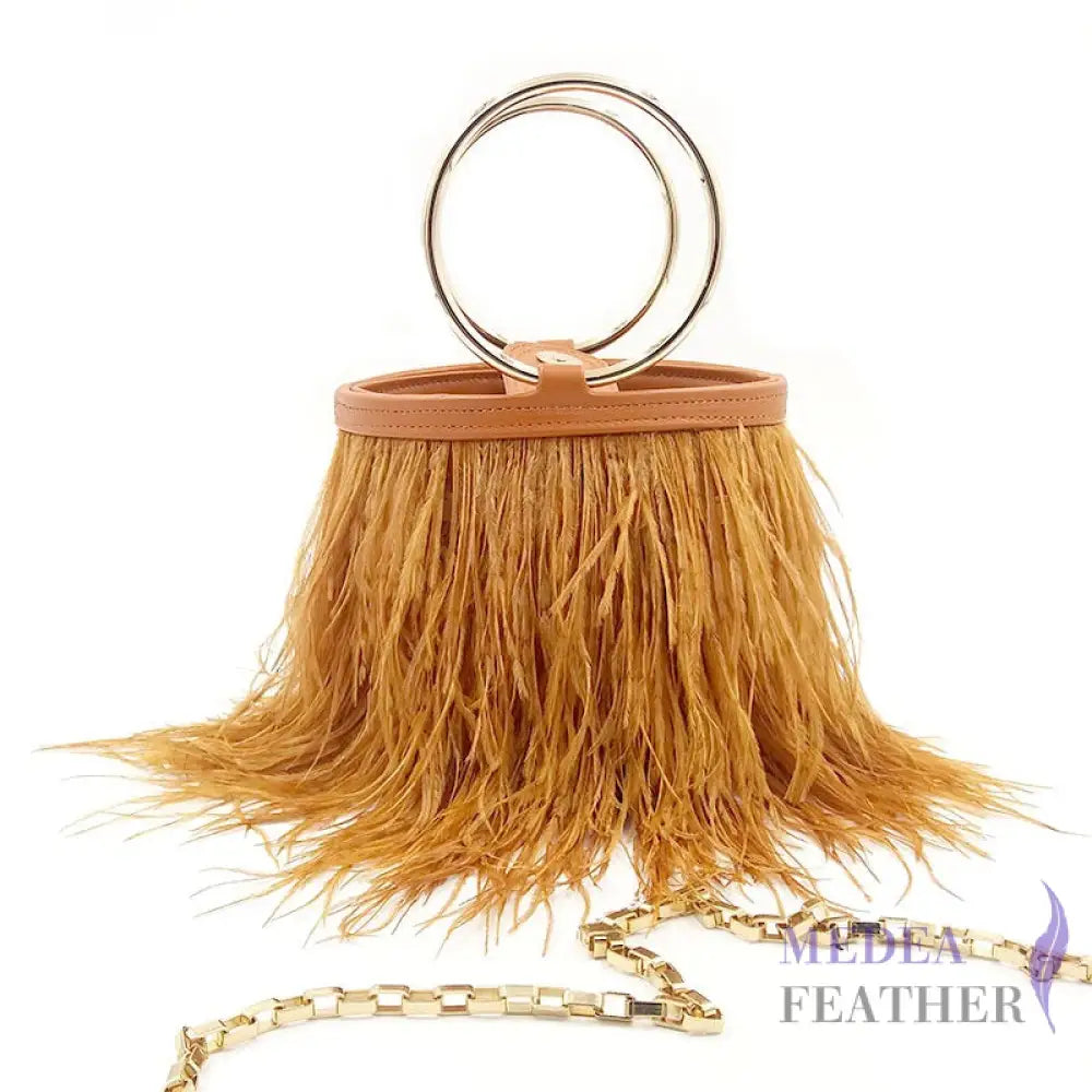 Ostrich Feather Handbag FB01 brown